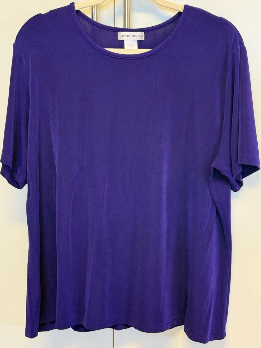 Draper’s & Damon’s 2X Purple Tanzanite Stretch Top Short Sleeve Soft Knit